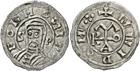 Roma. Formoso, 891-896 con Guido di Spoleto, 891-894 

Denaro, AR 1,37 g. FORMOSI P Busto di S. Pietro, di fronte; ai lati, S – P. Rv. + VVIDO [IMP]...