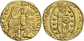 Roma. Emissioni dei secc. XIV-XV 

Ducato, AV 3,51 g. + ATOR VRBIS – S PETRVS S. Pietro stante, a s., consegna il vessillo al Senatore genuflesso da...
