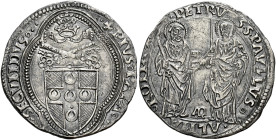 Roma. Pio II (Enea Silvio Piccolomini), 1458-1464 

Grosso, AR 3,76 g. + PIVS PAPA – SECVNDV’ Stemma sormontato da triregno e chiavi decussate; entr...