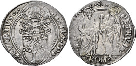 Roma. Sisto IV (Francesco della Rovere), 1471-1484 

Grosso, AR 3,79 g. SIXTVS PP PP – QVARTVS Stemma sormontato da triregno chiavi decussate, entro...