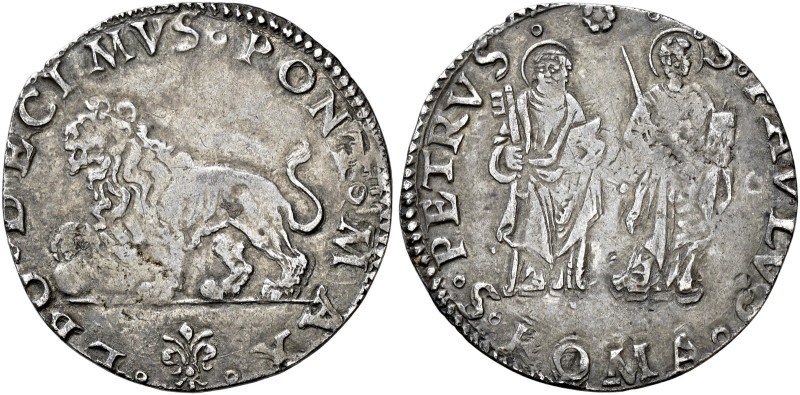 Roma. Leone X (Giovanni de’Medici), 1513-1521 

Giulio, AR 3,07 g. LEO DECIMVS...