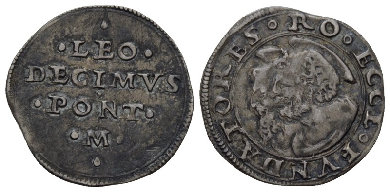 Roma. Leone X (Giovanni de’Medici), 1513-1521

Terzo di giulio, AR 1,23 g. LEO...
