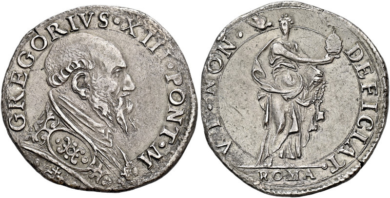 Roma. Gregorio XIII (Ugo Boncompagni), 1572-1585 

Testone, AR 9,23 g. GREGORI...