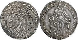 Roma. Gregorio XIII (Ugo Boncompagni), 1572-1585 

Giulio, AR 3,14 g. GREGORI – VS XIII P M Stemma sormontato da triregno e chiavi decussate. Rv. S ...
