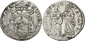 Roma. Sede Vacante I e II (Camerlengo card. Pietro Aldobrandini), 5 marzo – 1 aprile 1605 e 28 aprile – 16 maggio 1605 

Testone 1605, AR 9,28 g. SE...
