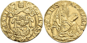 § Roma. Paolo V (Camillo Borghese), 1605-1621.

Quadrupla anno XIII, AV 12,75 g. PAVLVS V – P M A XIII Stemma sormontato da triregno e chiavi decuss...