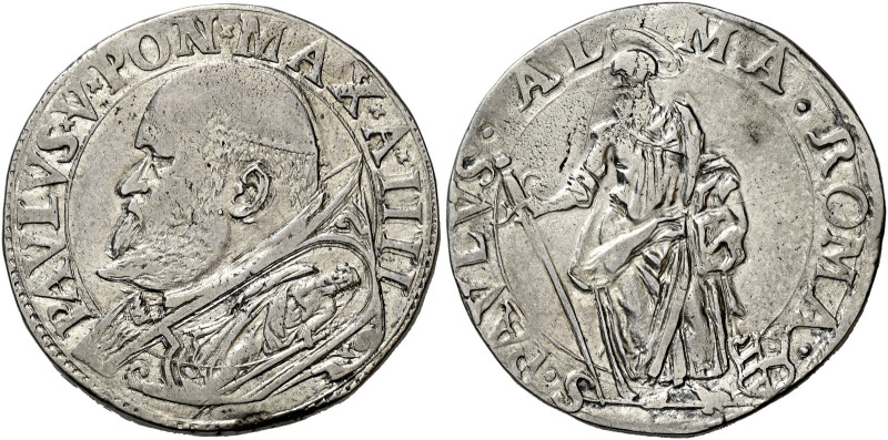 Roma. Paolo V (Camillo Borghese), 1605-1621.

Testone anno IV, AR 9,51 g. PAVL...