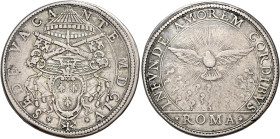 Roma. Sede Vacante (Camerlengo card. Antonio Barberini), 1655 

Piastra 1655, AR 31,07 g. SEDE VACA – NTE MDCLV Stemma sormontato da padiglione e ch...