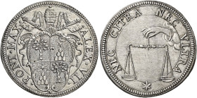 Roma. Alessandro VII (Fabio Chigi), 1655-1667 

Testone, AR 9,69 g. ALEX VII – PONT MAX Stemma sormontato da triregno e chiavi decussate. Rv. NEC CI...