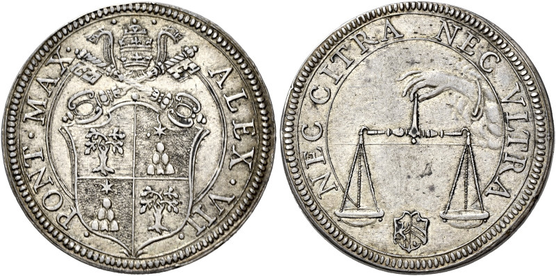 Roma. Alessandro VII (Fabio Chigi), 1655-1667 

Testone, AR 9,58 g. ALEX VII –...