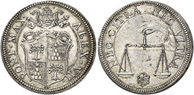 Roma. Alessandro VII (Fabio Chigi), 1655-1667 

Testone, AR 9,58 g. ALEX VII – PONT MAX Stemma sormontato da triregno e chiavi decussate. Rv. NEC CI...