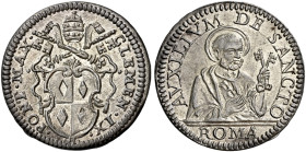 Roma. Clemente IX (Giulio Rospigliosi), 1667-1669 

Grosso, AR 1,77 g. CLEMENT IX – PONT MAX Stemma sormontato da triregno e chiavi decussate. Rv. A...