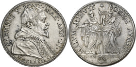 Roma. Clemente X (Emilio Altieri), 1670-1676 

Piastra anno II/1671, AR 31,75 g. CLEMENS X PONT MAX ANN II Busto a d., con piviale ornato; nel tagli...