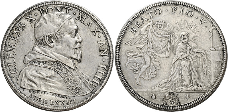 Roma. Clemente X (Emilio Altieri), 1670-1676 

Piastra anno IV/1673, AR 31,86 ...