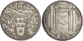 Roma. Clemente X (Emilio Altieri), 1670-1676 

Giulio del Giubileo 1675, AR 3,19 g. CLEMENS X – PONT MAX Stemma sormontato da triregno e chiavi decu...