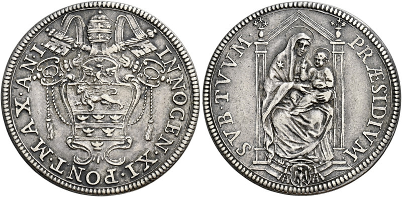 Roma. Innocenzo XI (Benedetto Odescalchi), 1676-1689 

Testone anno I, AR 9,52...