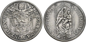 Roma. Innocenzo XI (Benedetto Odescalchi), 1676-1689 

Testone anno I, AR 9,52 g. INNOCEN XI PONT MAX AN I Stemma sormontato da triregno e chiavi de...