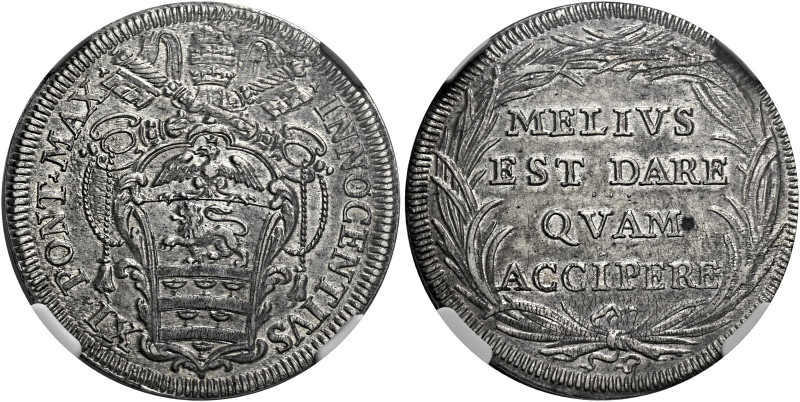 Roma. Innocenzo XI (Benedetto Odescalchi), 1676-1689 

Testone, AR. INNOCENTIV...