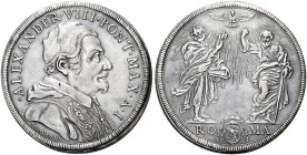 Roma. Alessandro VIII (Pietro Ottoboni), 1689-1691 

Piastra anno I, AR 31,82 g. ALEXANDER VIII PONT MAX A I Busto a d. con camauro, mozzetta e stol...