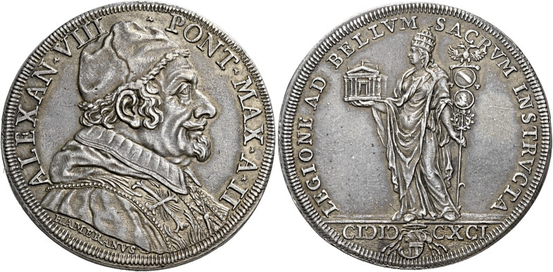 Roma. Alessandro VIII (Pietro Ottoboni), 1689-1691 

Piastra anno II/1691, AR ...