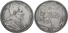 Roma. Innocenzo XII (Antonio Pignatelli), 1691-1700 

Piastra anno VI, AR 31,06 g. INNOCEN XII PONT MAX ANN VI Busto a d. con camauro, mozzetta e st...