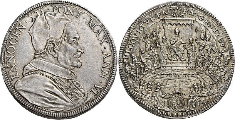 Roma. Innocenzo XII (Antonio Pignatelli), 1691-1700 

Piastra anno VI/1696, AR...