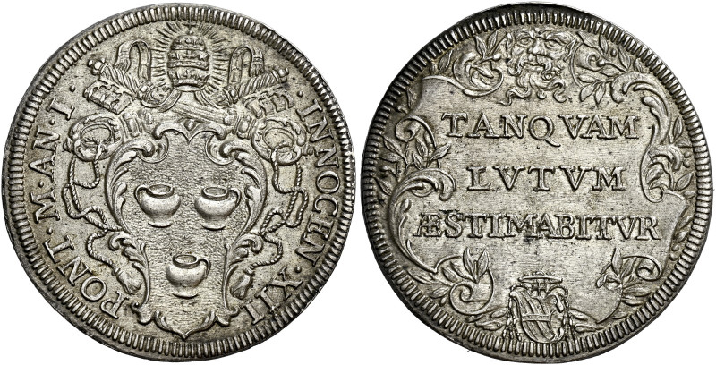 Roma. Innocenzo XII (Antonio Pignatelli), 1691-1700 

Testone anno I, AR 9,13 ...