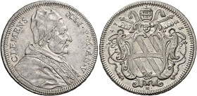 Roma. Clemente XII (Lorenzo Corsini), 1730-1740 

Testone anno V/1735, AR 8,38 g. CLEMENS – XII P M AN V Busto a d. con camauro, mozzetta e stola or...