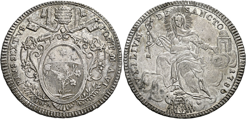 Roma. Pio VI (Giovanni Angelo Braschi), 1775-1799 

Scudo romano anno VI/1780,...
