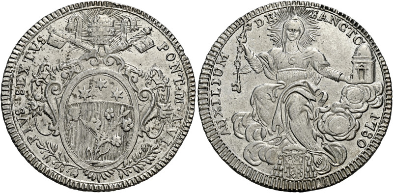 Roma. Pio VI (Giovanni Angelo Braschi), 1775-1799 

Scudo romano anno VI/1780,...