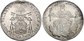 Roma. Sede Vacante (Camerlengo card. Bartolomeo Pacca), 1823.

Scudo 1823, AR. Pagani 123. Muntoni 2. MIR 3067/1.
Rarissimo e in stato di conservaz...