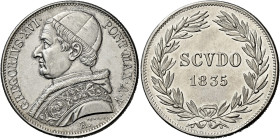 Roma. Gregorio XVI (Bartolomeo Alberto detto Mauro Cappellari della Colomba), 1831-1846.

Scudo romano anno IV/1834, AR. Pagani 200a. MIR 3093/6.
F...