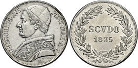 Roma. Gregorio XVI (Bartolomeo Alberto detto Mauro Cappellari della Colomba), 1831-1846.

Scudo romano anno V/1835, AR. Pagani 201. MIR 3104/1.
Spl