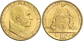 Città del Vaticano. Pio XII (Eugenio Pacelli), 1939-1958.

Da 100 lire anno XI/1949, AV. Pagani 714.
Molto rara. Fdc