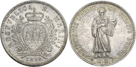 San Marino. Repubblica. Prima monetazione, 1864-1938 

Da 5 lire 1898, AR. Roma. Pagani 357.
q.Fdc