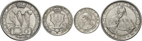 San Marino. Repubblica. Prima monetazione, 1864-1938 

Da 20, 10 e 5 lire 1935 Prova, AR. Roma. Pagani Prove 569, 578, 590.
Rarissime. Migliore di ...