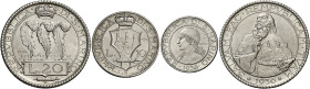 San Marino. Repubblica. Prima monetazione, 1864-1938 

Da 20, 10 e 5 lire 1936 Prova, AR. Roma. Pagani Prove 570, 579, 591.
Rarissime. Fdc