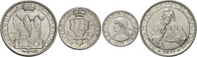 San Marino. Repubblica. Prima monetazione, 1864-1938 

Da 20, 10 e 5 lire 1937 Prova, AR. Roma. Pagani Prove 571, 580, 592.
Rarissime. Fdc