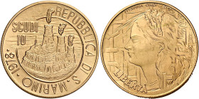 San Marino. Seconda monetazione, dal 1972 

Da 10 scudi 1978, AV 30,00 g. Roma. Pagani 401.
Fdc