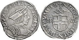 Savoia. Carlo II il Buono, 1504-1533 

Testone II tipo Bourg 1523-1527, AR 9,43 g. CAROLVS – DVX SAB II Busto corazzato a d., con berretto. Rv. NIL ...