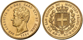 Savoia. Carlo Alberto, 1831-1849 

Da 50 lire 1836 Torino, AV. Pagani 166. MIR 1044c. Friedberg 1140.
Molto rara. Spl

In slab NGC AU 58, cert. n...