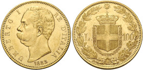 Savoia. Umberto I re d'Italia, 1878-1900 

Da 100 lire 1883, AV. Pagani 569. MIR 1096c. Friedberg 18.
Rara. Migliore di Spl

In slab NGC MS 61, c...