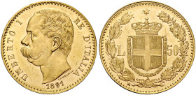 Savoia. Umberto I re d'Italia, 1878-1900 

Da 50 lire 1891, AV. Pagani 574. MIR 1097c. Friedberg 20.
Rarissima. Fondi lucenti, migliore di Spl

I...