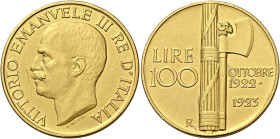 Savoia. Vittorio Emanuele III re d'Italia, 1900-1946

Da 100 lire 1923, AV. Pagani 644. MIR 1116a. Friedberg 30.
Rara. Graffietto al dr. e segnetti...