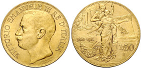 Savoia. Vittorio Emanuele III re d'Italia, 1900-1946 

Da 50 lire 1911, AV. Cinquantenario. Pagani 656. MIR 1122a. Friedberg 25.
q.Fdc

In slab N...