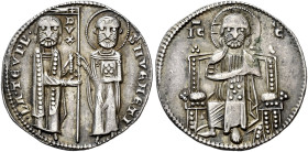 Venezia. Lorenzo Tiepolo, 1268-1275 

Grosso, AR 2,14 g. LA TeVPL’ – S M VENETI S. Marco stante a d., di fronte, porge il vessillo al doge, stante a...