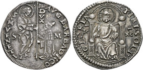 Venezia. Agostino Barbarigo, 1486-1501 

Marcello o mezza lira, AR 3,18 g. AVG BARBADIGO – S M VENETI S. Marco nimbato, stante a s., porge il vessil...