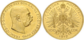 Austria. Francesco Giuseppe, 1848-1916 

Da 100 corone 1912 Vienna, AV. Friedberg 507.
Rara. Fondi speculari, migliore di Spl

In slab NGC PL 61,...