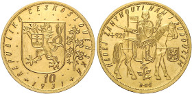 Cecoslovacchia. Repubblica, 1918-1938 

Da 10 ducati 1931 Kremnitz, AV. Friedberg 4.
Rara. Tracce di pulitura, altrimenti q.Fdc

In slab NGC UNC ...