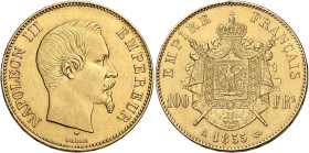 Francia. Napoleone III, 1852-1870 

Da 100 franchi 1855 Parigi. Friedberg 569.
q.Spl